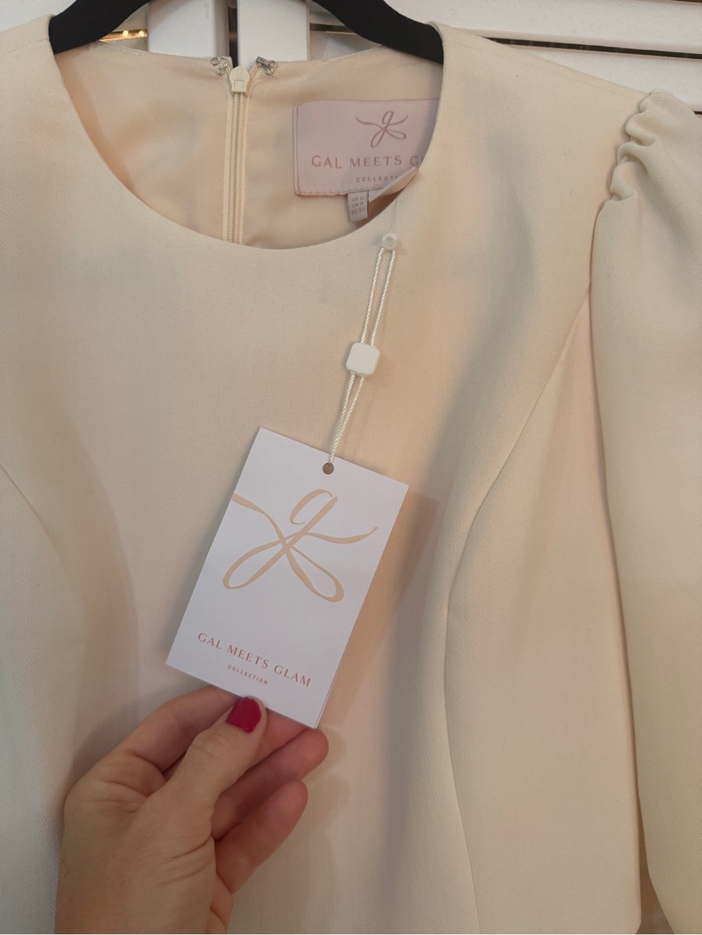 Gal Meets Glam Celeste Ivory Long-Sleeve Fit & Flare Dress - Picture 6 of 7